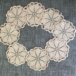 8 Hand crocheted round lace doilies
